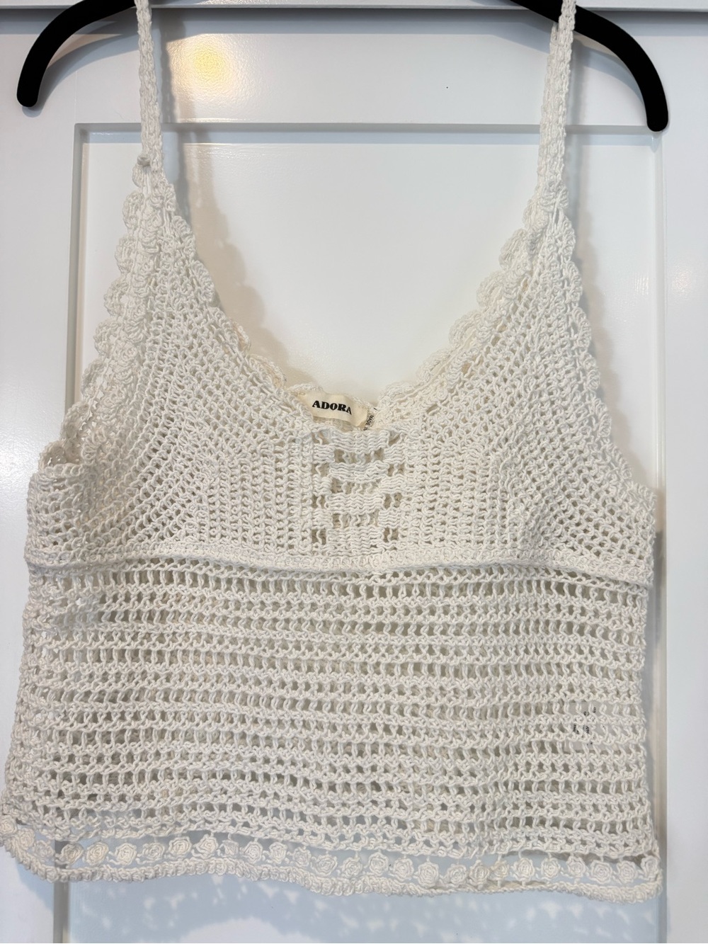 ADORA Cream Crochet V-Neck Tank - Picture 2 of 5